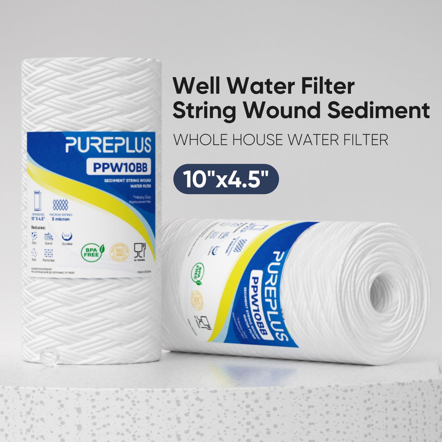 PUREPLUS whole-house filter installed in housing showing clean water path