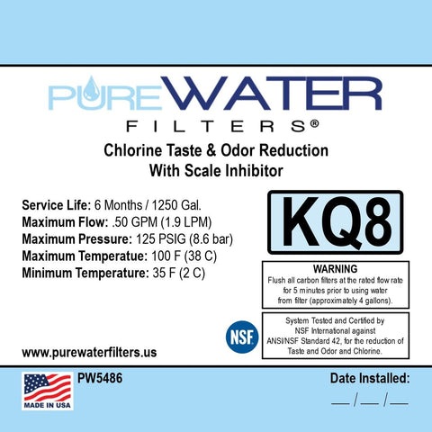 PureWater Filters 1/4 inch NSF water line shows safe filtration setup