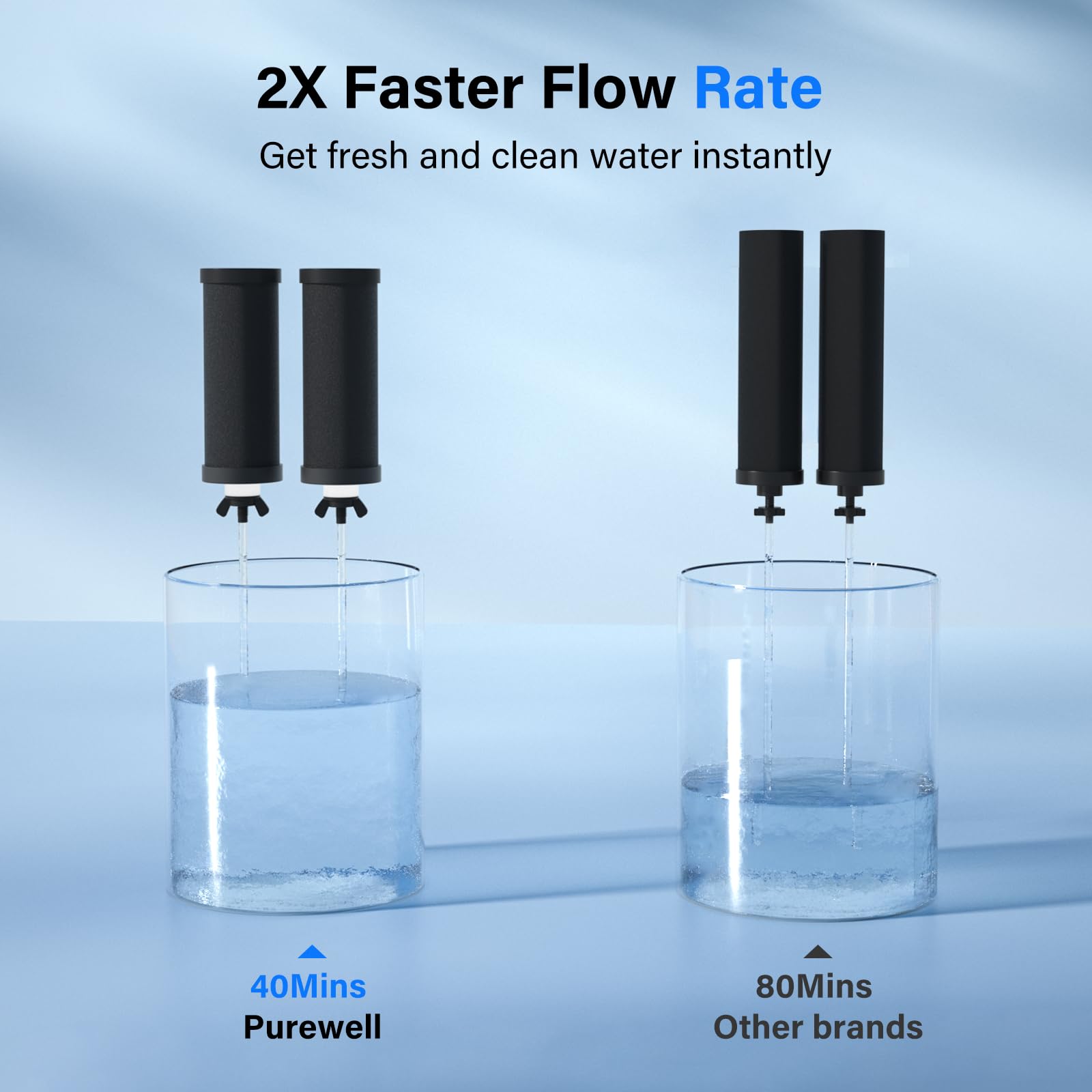 Purewell two fluoride filters extend replacement cycles.