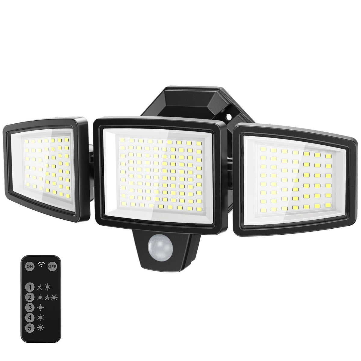 PURICH LED security light with 3 heads provides wide garage illumination