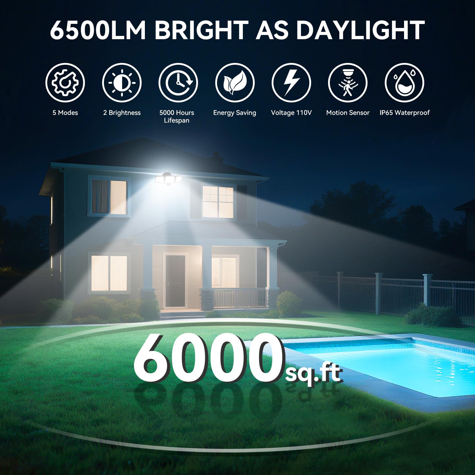Three-head design delivers 270-degree coverage for yard security