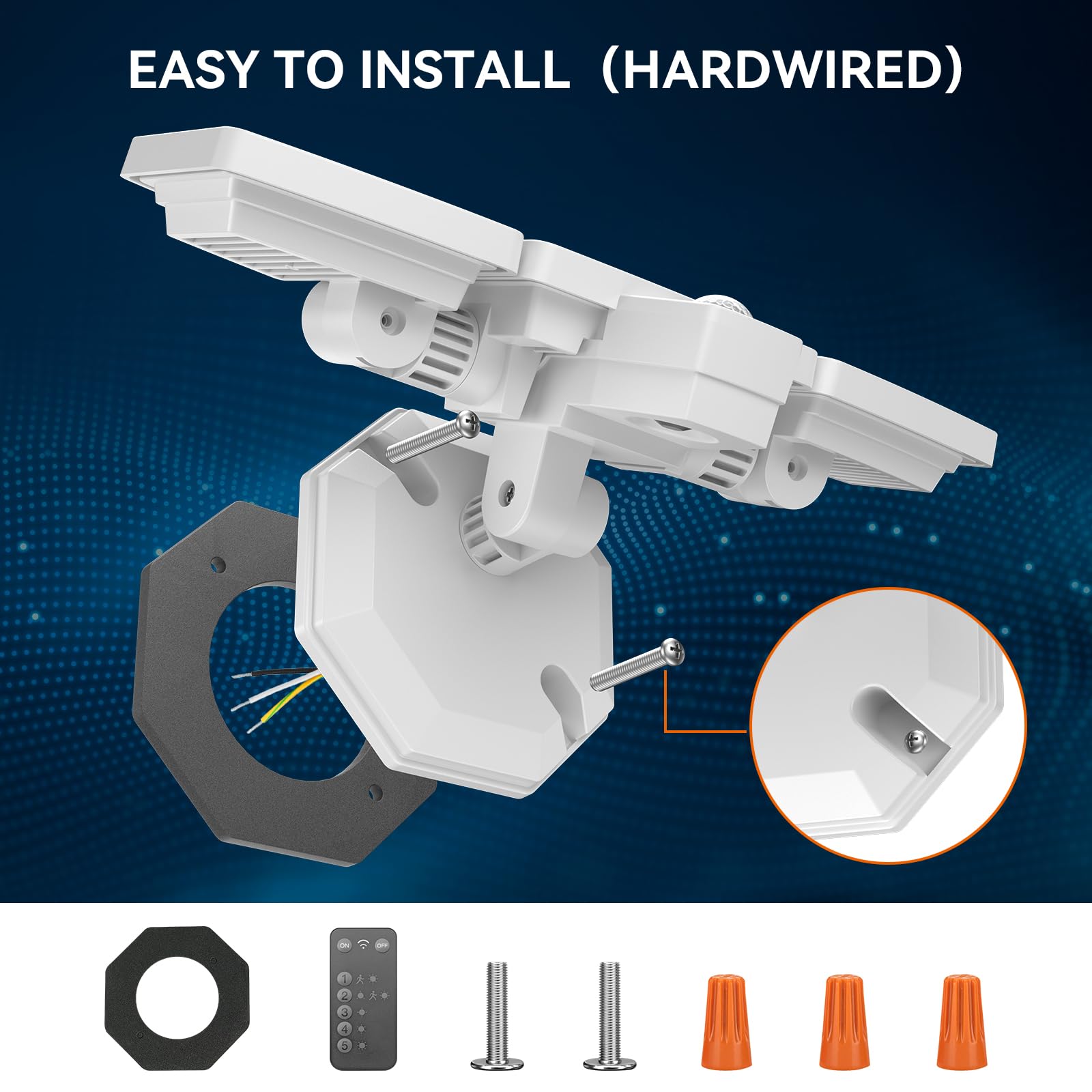 PURICH motion sensor flood light enhances safety around yards and entrances.