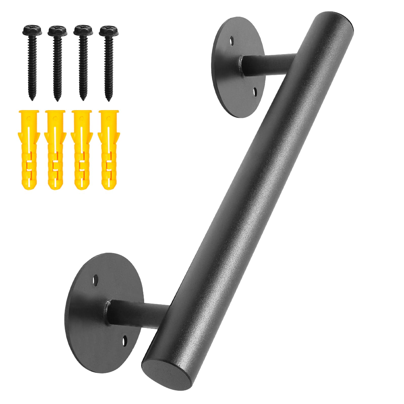 Purife 1 ft black matte stair railing for indoor stairs, providing sturdy support.