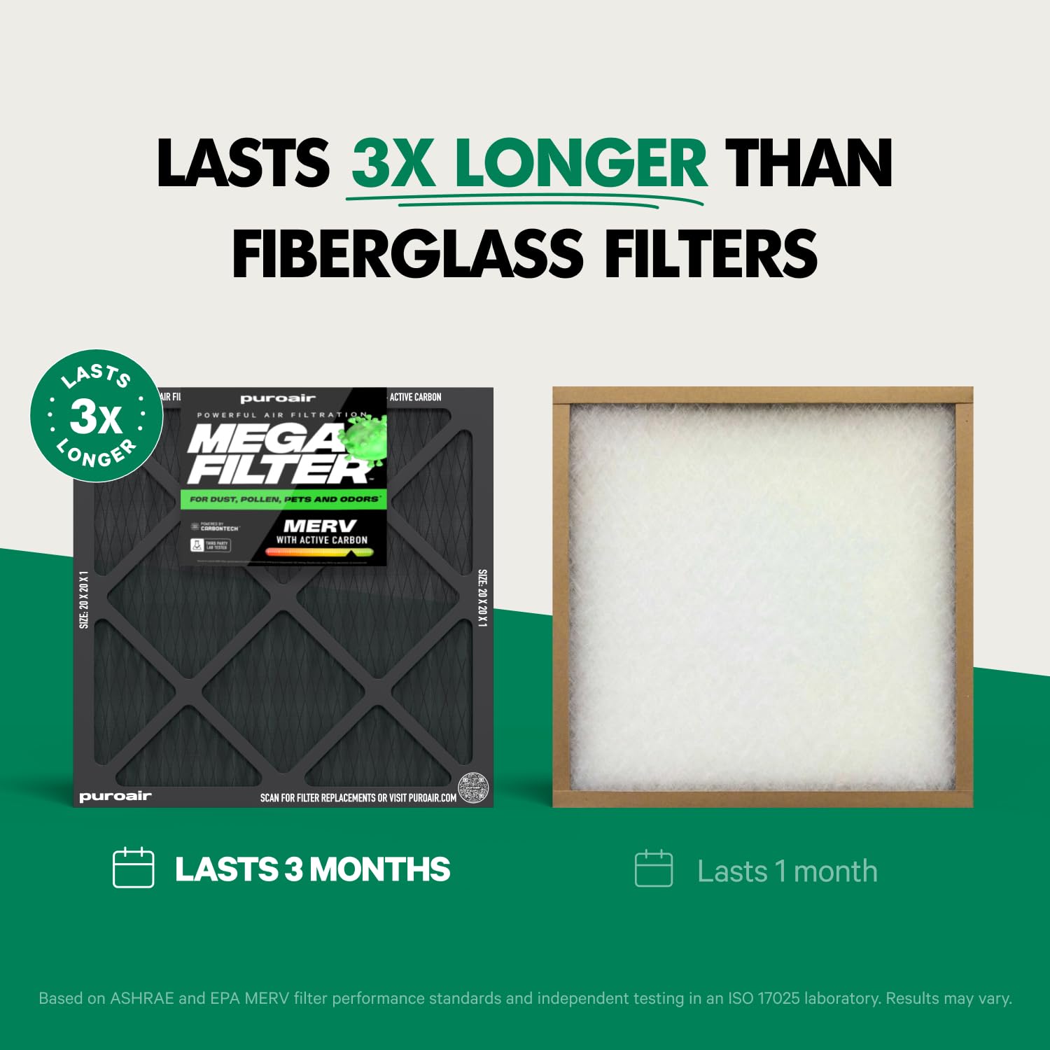PuroAir MegaFilter 16x20x1 prefilter layer image demonstrates initial debris capture.