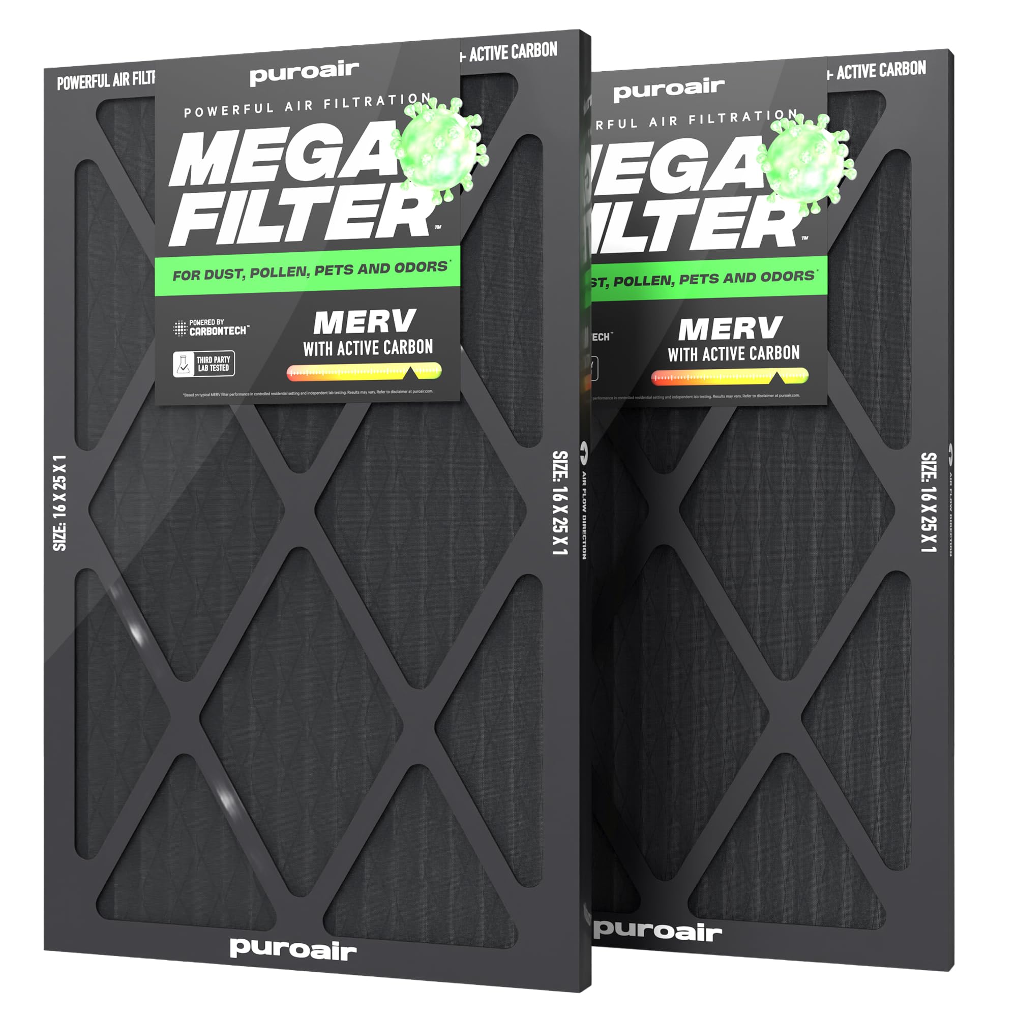 PuroAir MegaFilter 16x25x1 front view improves indoor air quality.