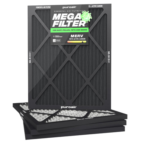 PuroAir MegaFilter box with 4-pack for quicker home air quality improvement.