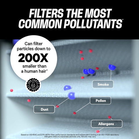 PuroAir MegaFilter with MERV 13 filtration targets fine particulates.