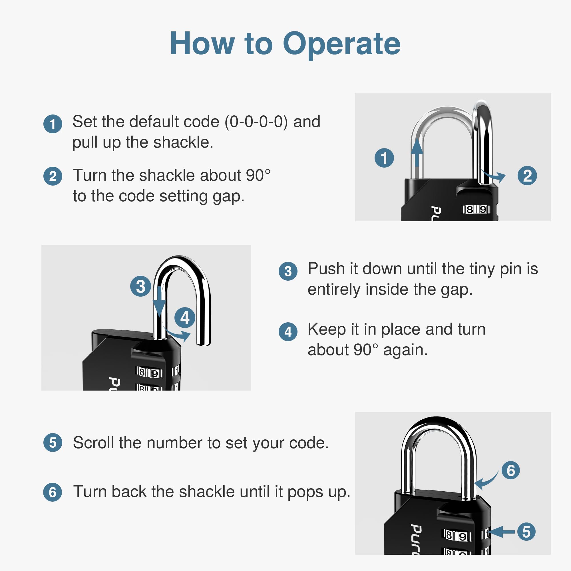 Puroma portable and compact padlock for travel and quick security.