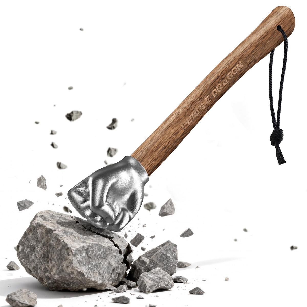 Purple Dragon fist hammer head detail showing durable stainless steel.