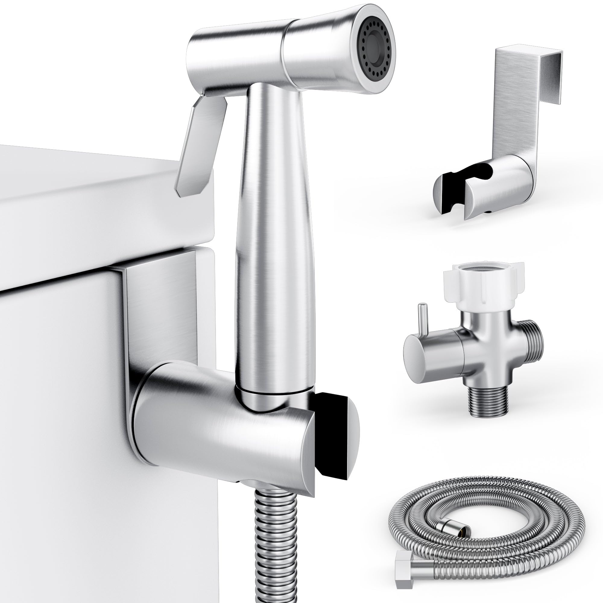 Purrfectzone bidet sprayer kit installation in progress for a quick, tool-free setup.