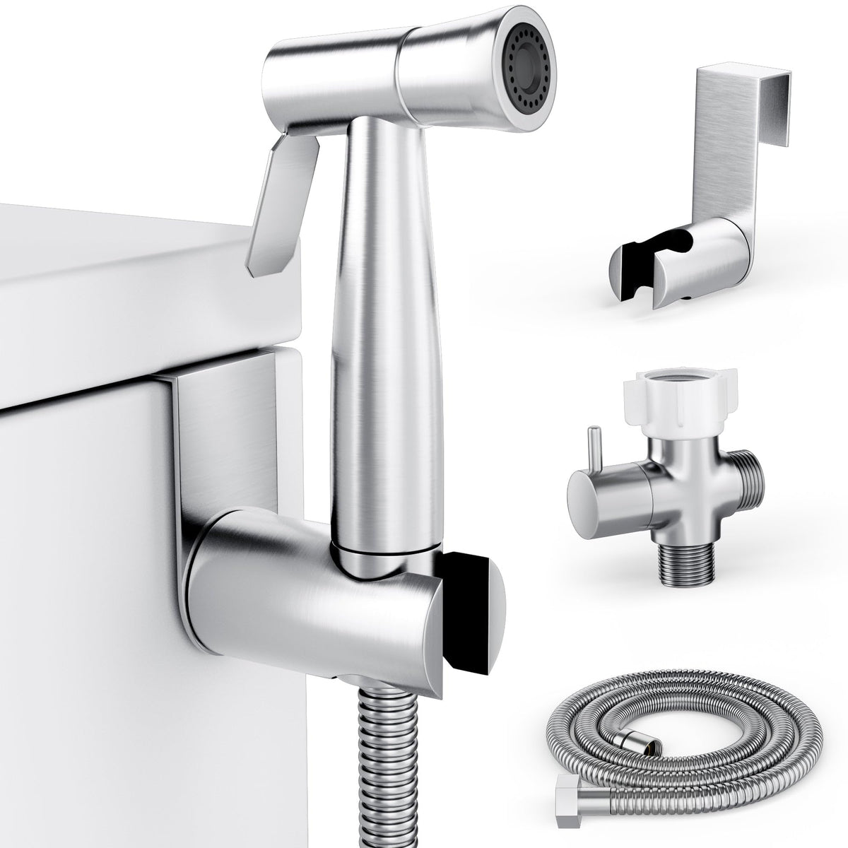 Purrfectzone bidet sprayer kit installation in progress for a quick, tool-free setup.