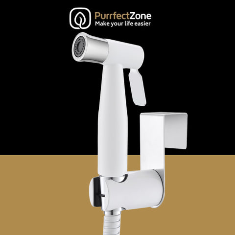 Purrfectzone bidet sprayer soft spray setting in action for gentle cleansing.