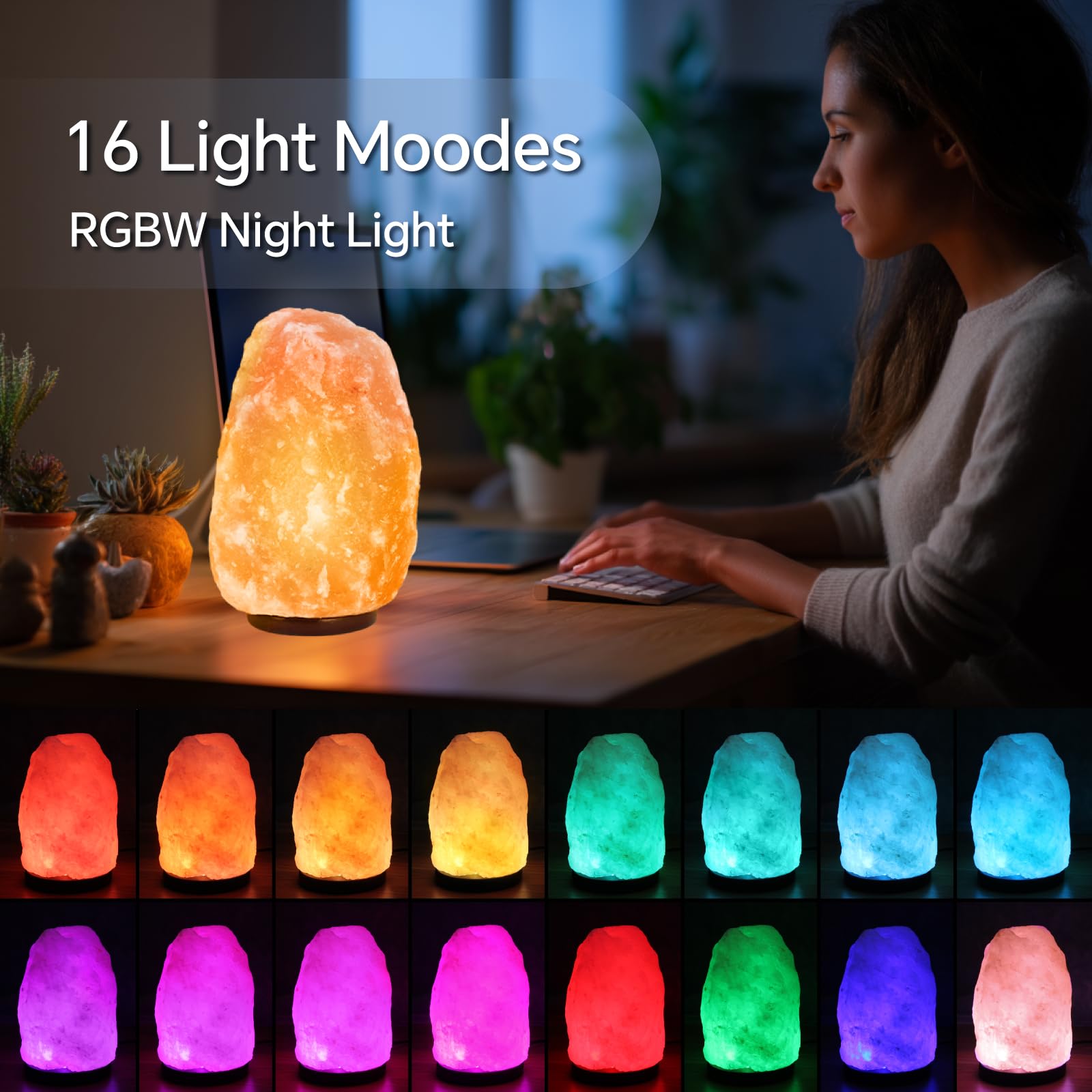 Pursalt Himalayan Salt Lamp USB powered for simple setup.