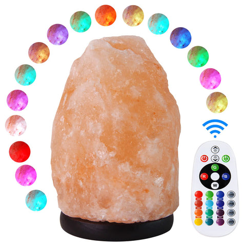 Pursalt Himalayan salt lamp 7-inch front view glows with warm pink light for ambiance.