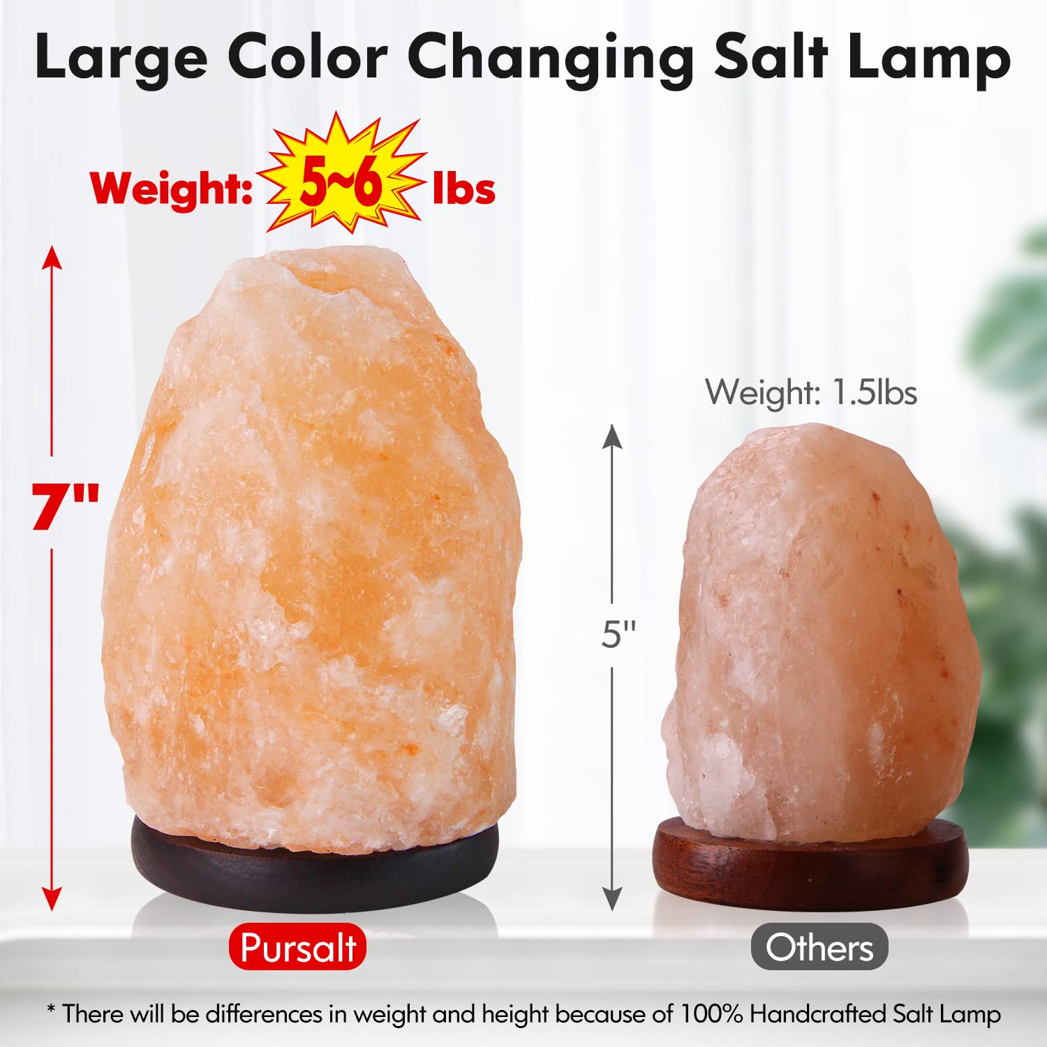 Pursalt color-changing LED option shows pink crystal hue variations.