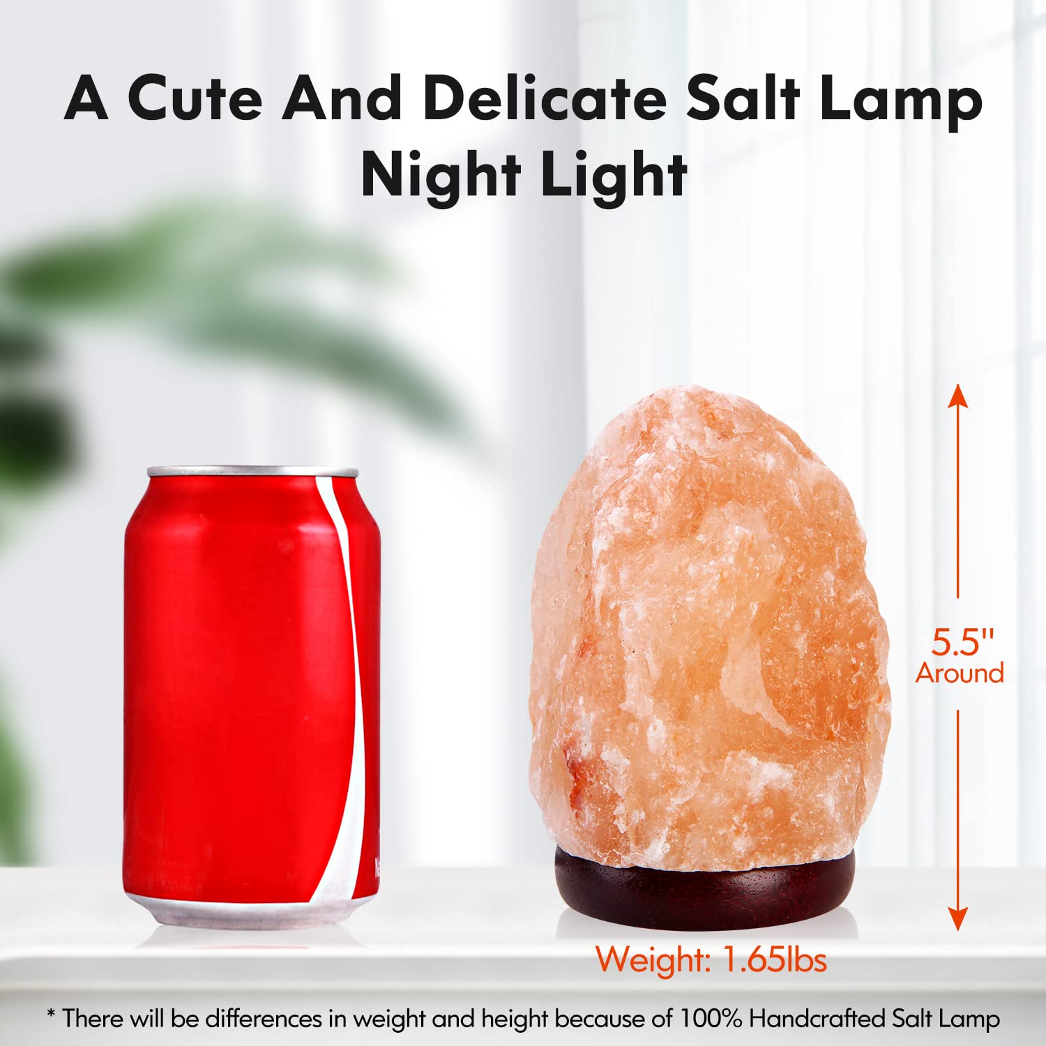 Pursalt salt lamp on wooden base provides stable natural accent lighting