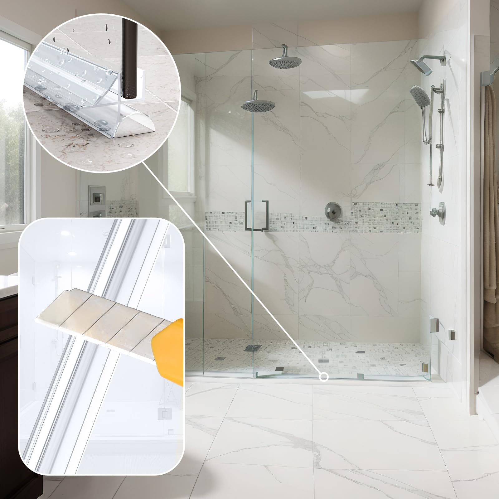 Pushglossy bathroom water leakage prevention; keeps floors dry and tidy