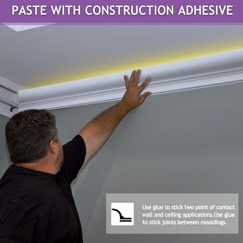 Pushglossy total length 31.5 ft of crown molding in eight pieces.