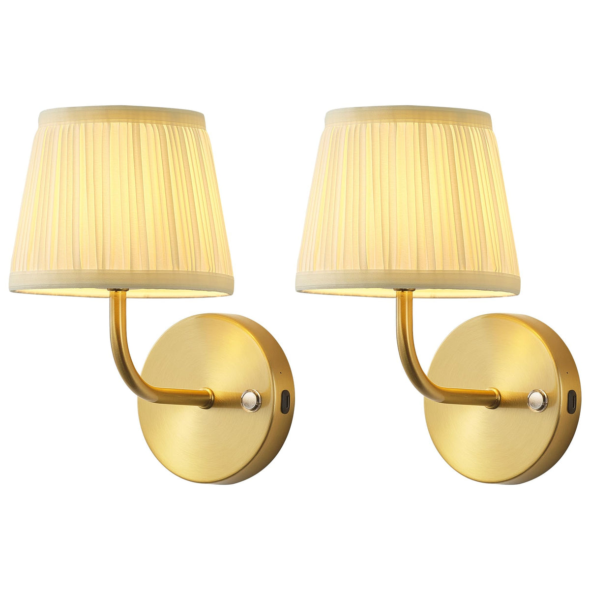 PUSU LED cordless gold sconce front view for versatile living room lighting.