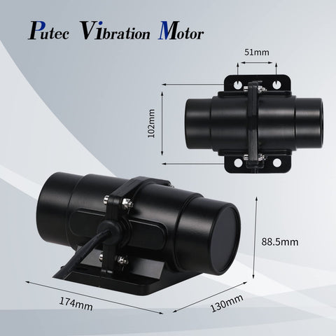 Putec Vibration Motor DC12V rating label for reliable power.