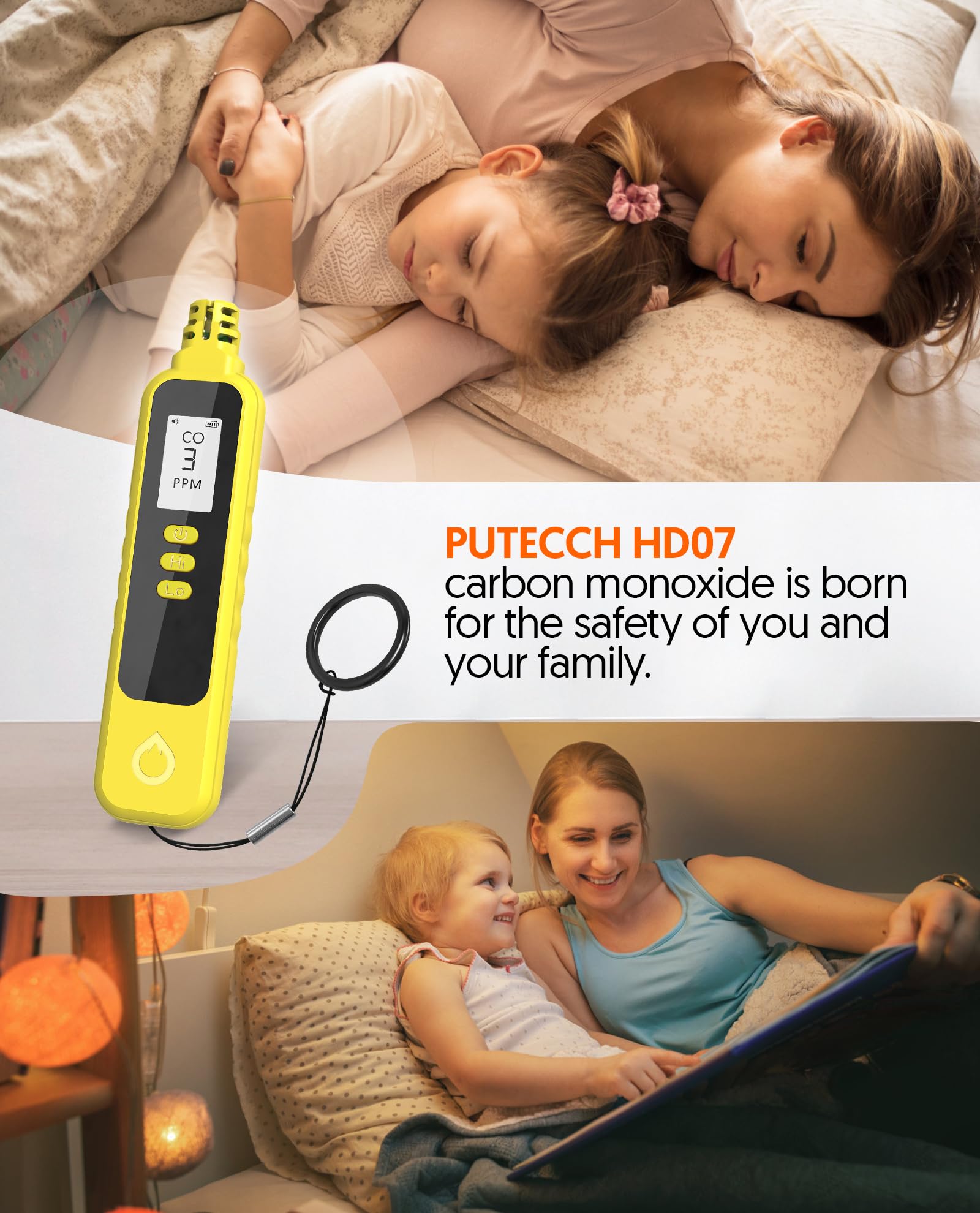PUTECCH CO detector battery compartment enables easy on-the-go replacement.