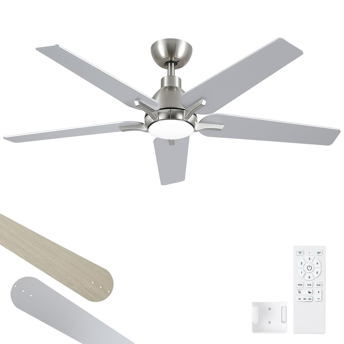 Putroad 52-inch ceiling fan with light and remote for modern living spaces.