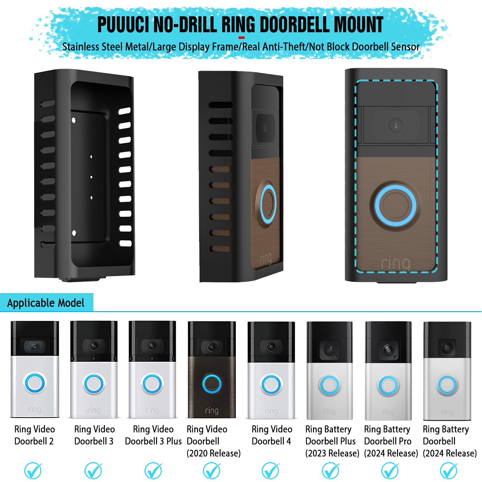 PUUUCI doorbell mount protected enclosure deters tampering.