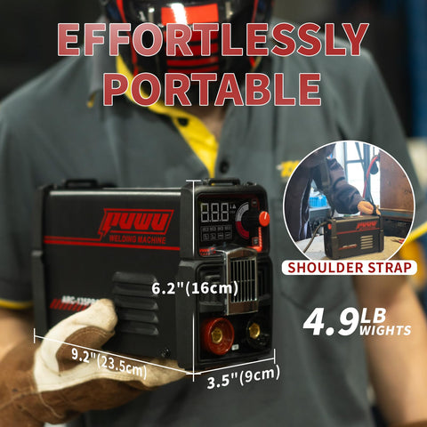 PUWU MINI MMA arc welder accessories pack demonstrates complete welding kit