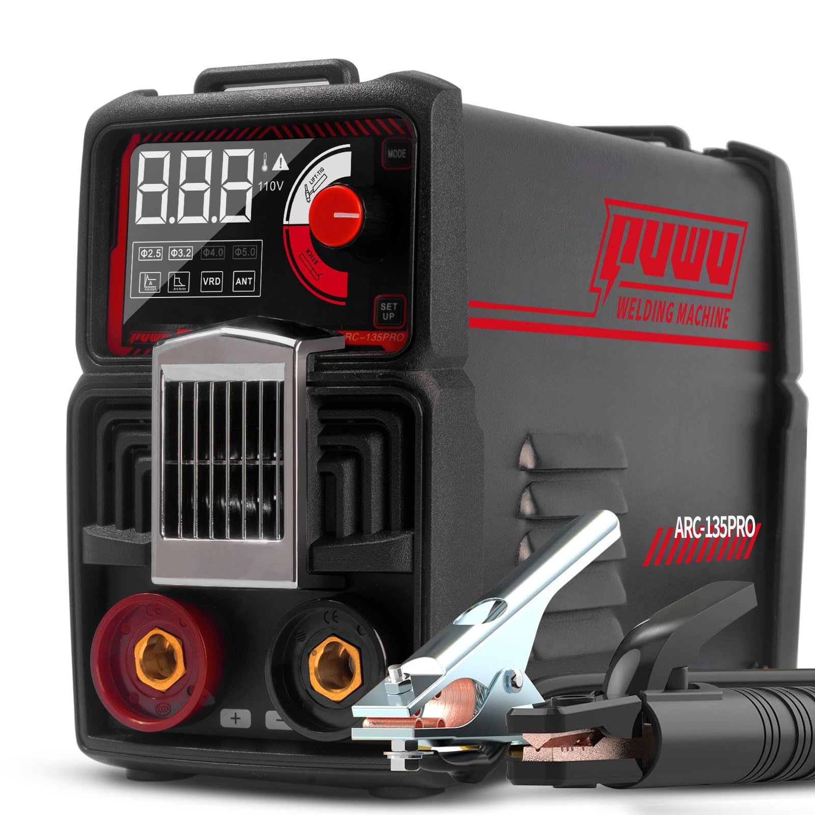 PUWU MINI MMA arc welder front view highlights portable design for home projects