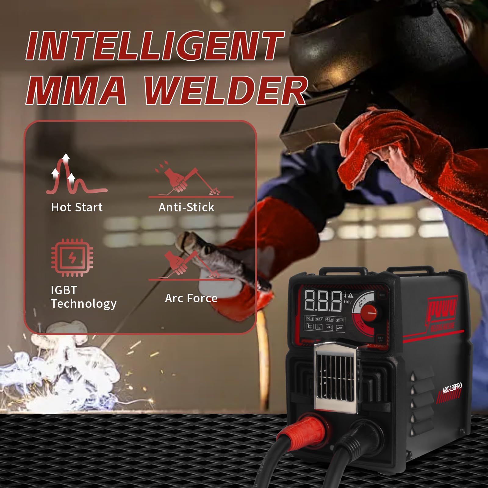 PUWU MINI MMA arc welder sleek black exterior design