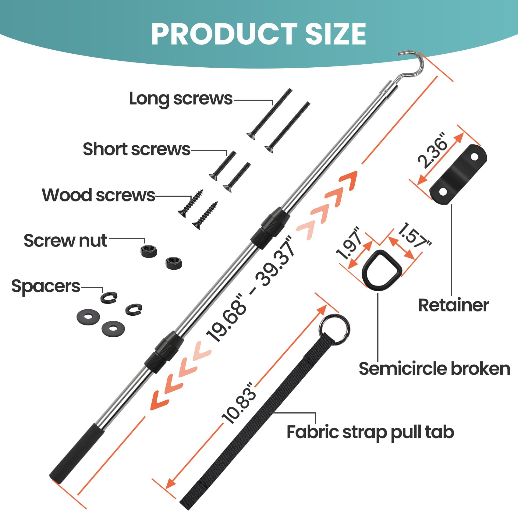 Puxaajao D-ring component helps secure hook mounting for stable operation.