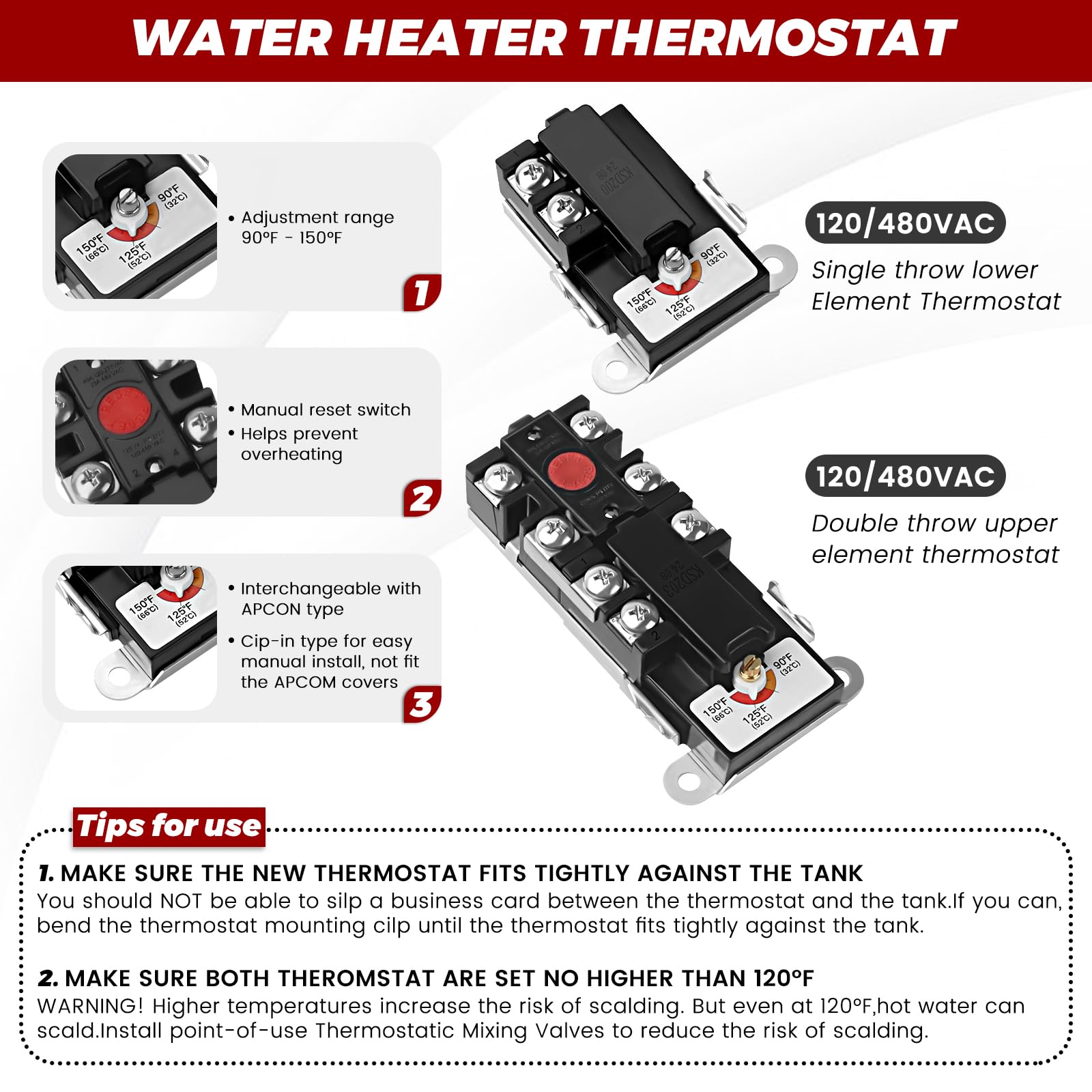 Puxyblue EWH-03 upper thermostat ready for precise temperature control