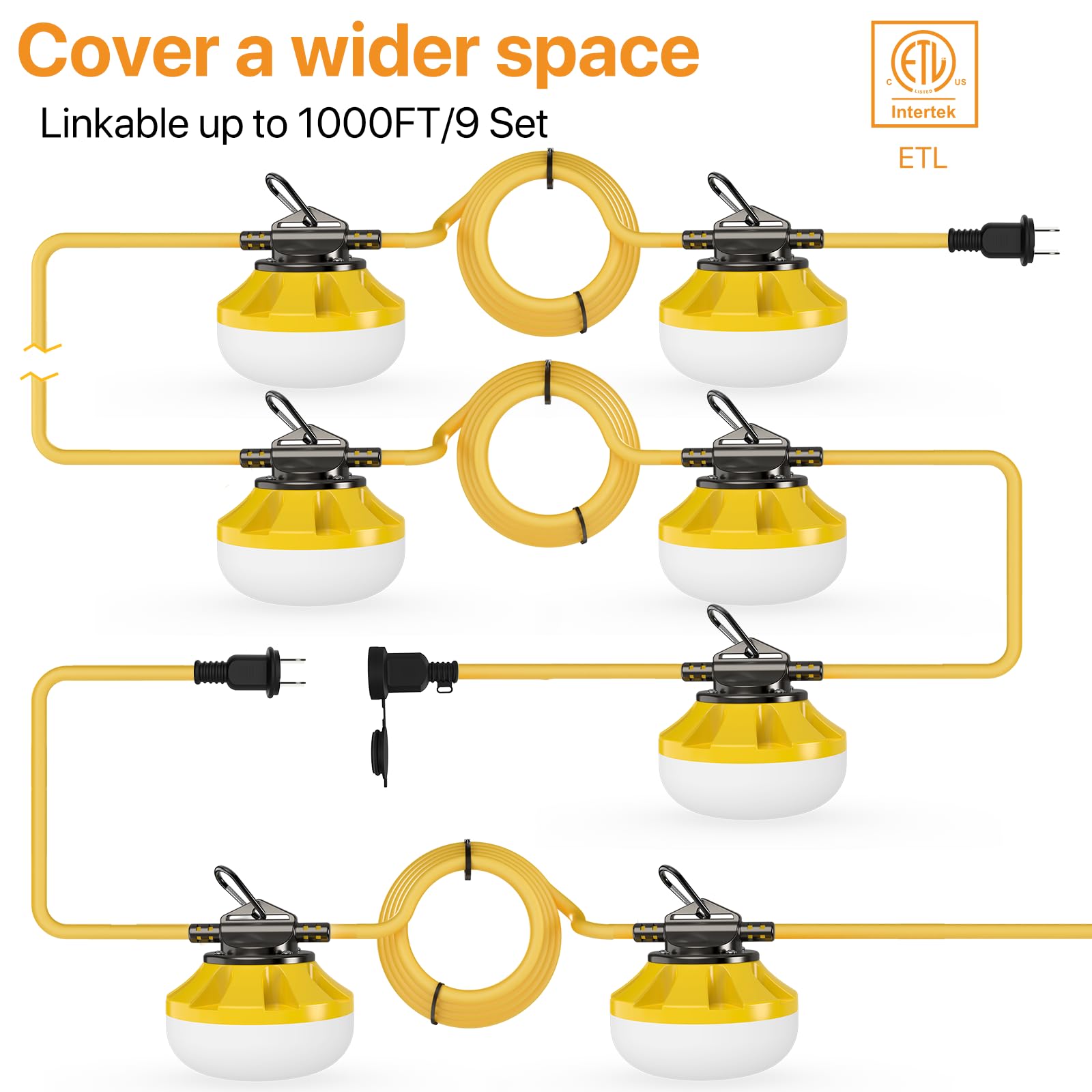 Pvilub 100ft lighting in attic and crawlspace for wide visibility.
