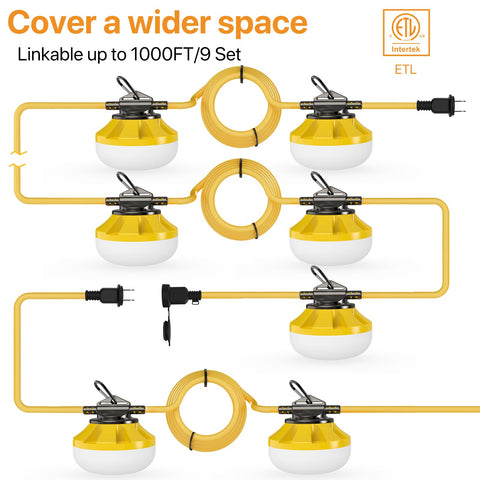Pvilub 100ft lighting in attic and crawlspace for wide visibility.