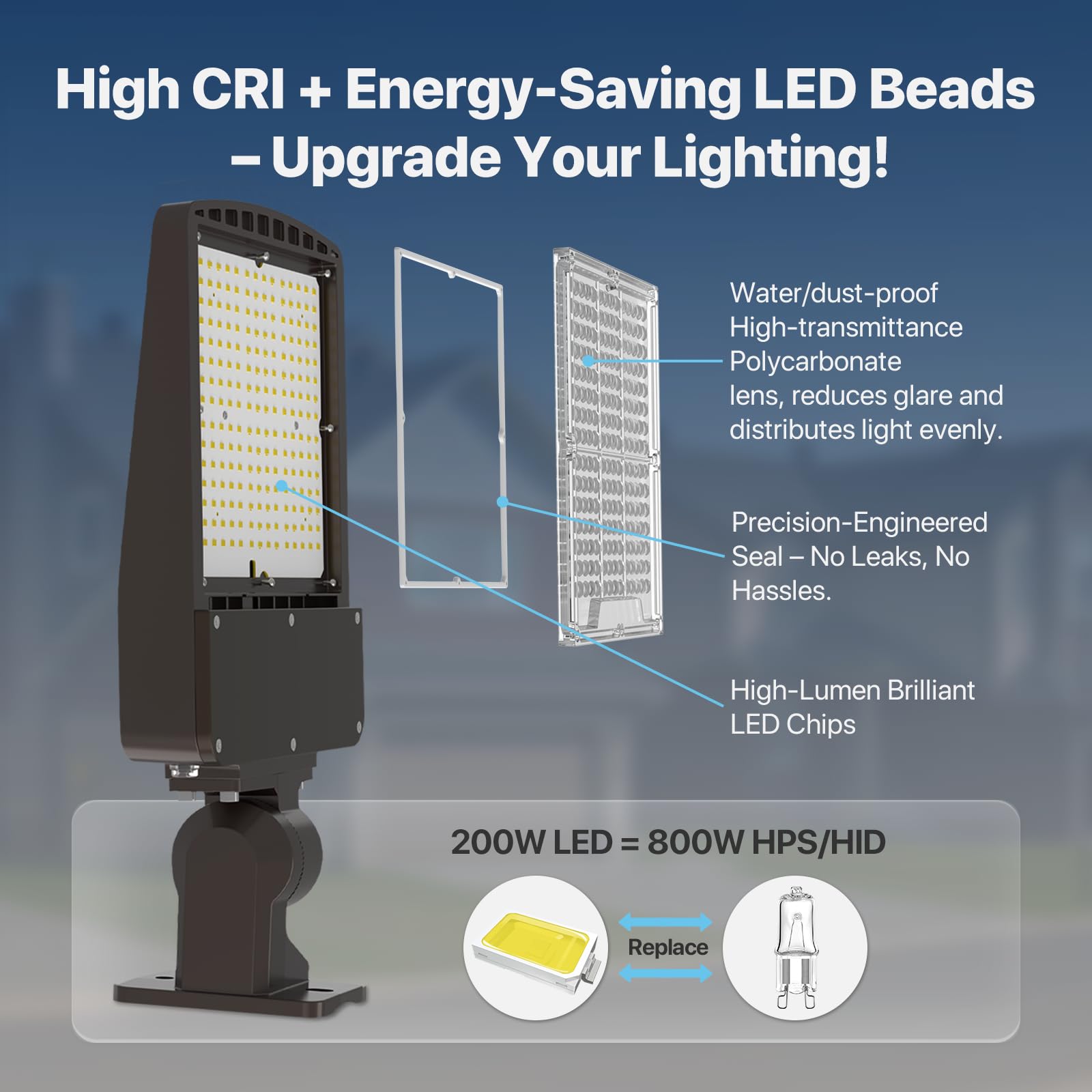 Pvilub built-in photocell enables dusk-to-dawn automatic operation.