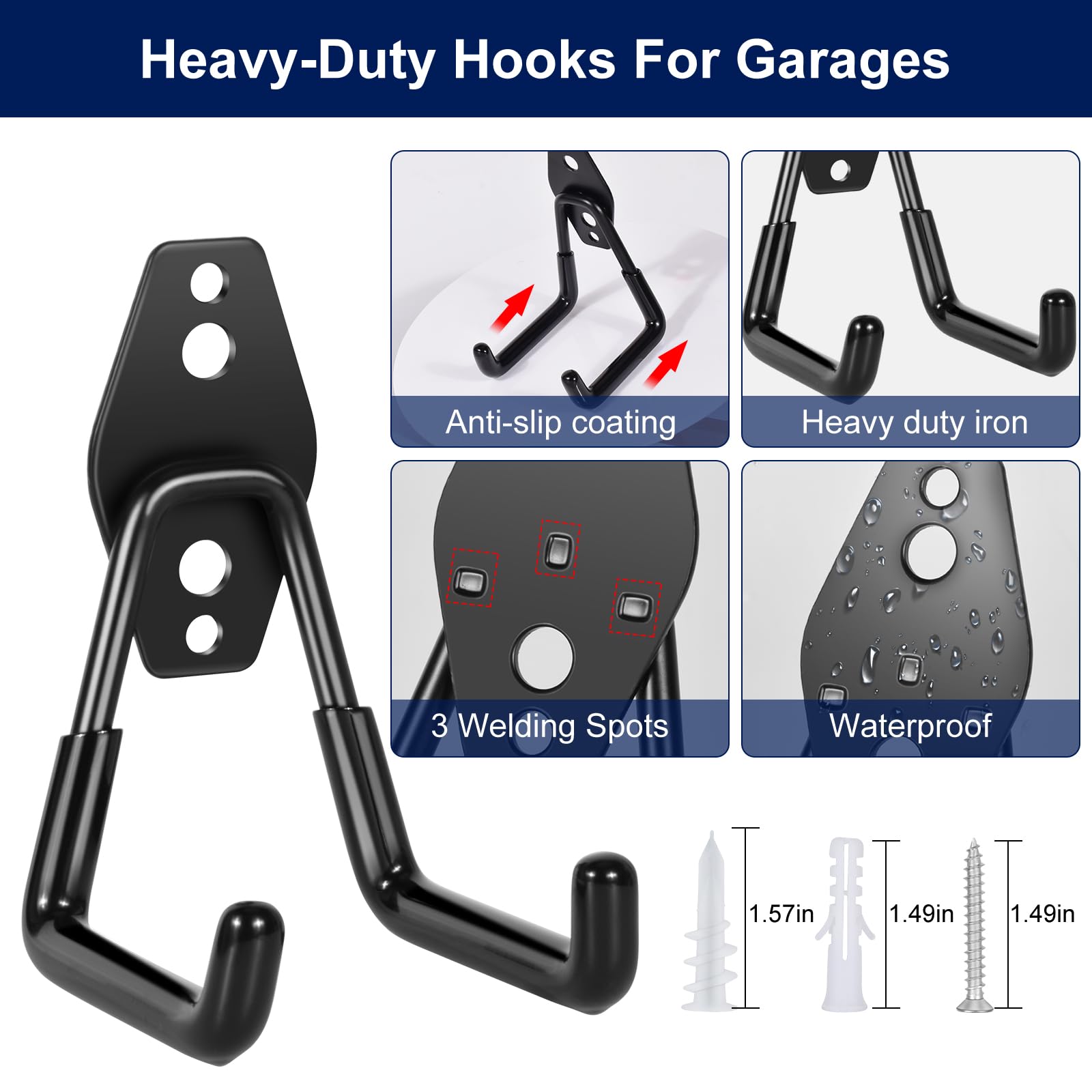 PVZZRKL garage-hooks various-sizes fit different items and weights