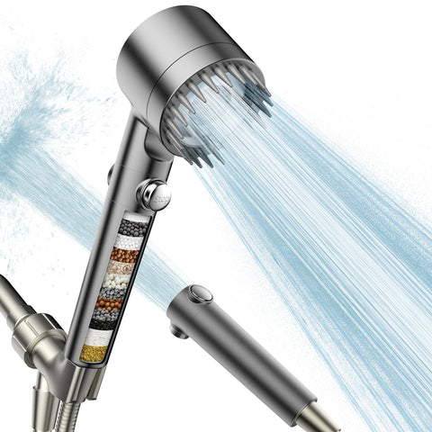 PWERAN filtered shower head handheld with micro-nozzles delivering strong pressure