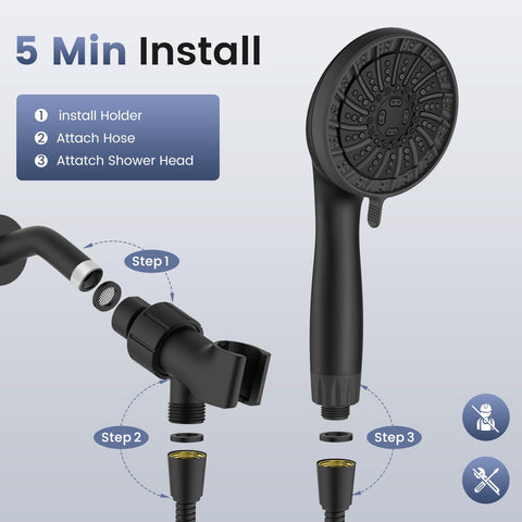 PWERAN hidden spray gun aids quick bathroom cleanup.