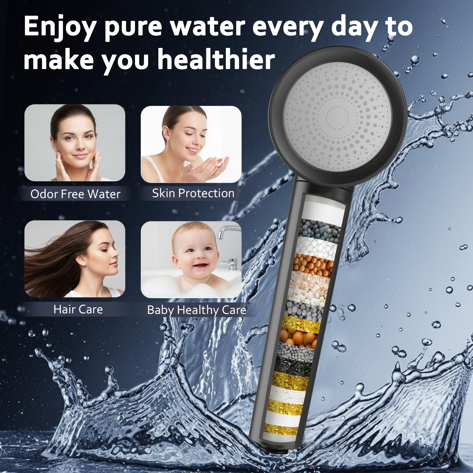 PWERAN micro-nozzle 150 outlets deliver a steady, invigorating flow.