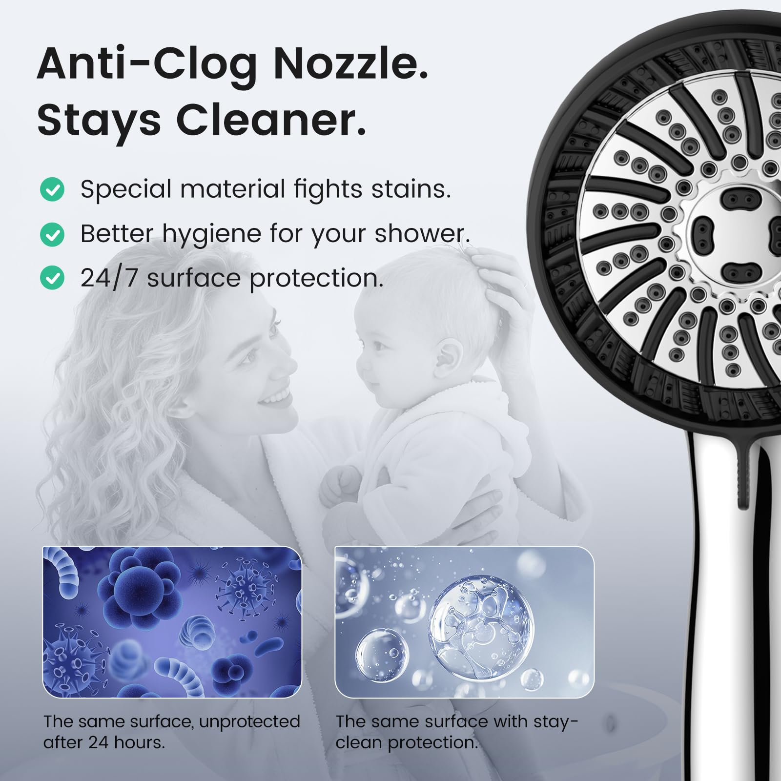 PWERAN filtered shower head easy no-tools setup saves time