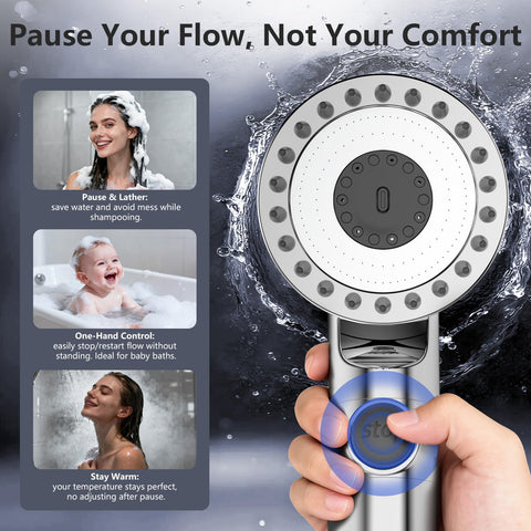 PWERAN filtered shower head 18-layer filter reduces chlorine and impurities