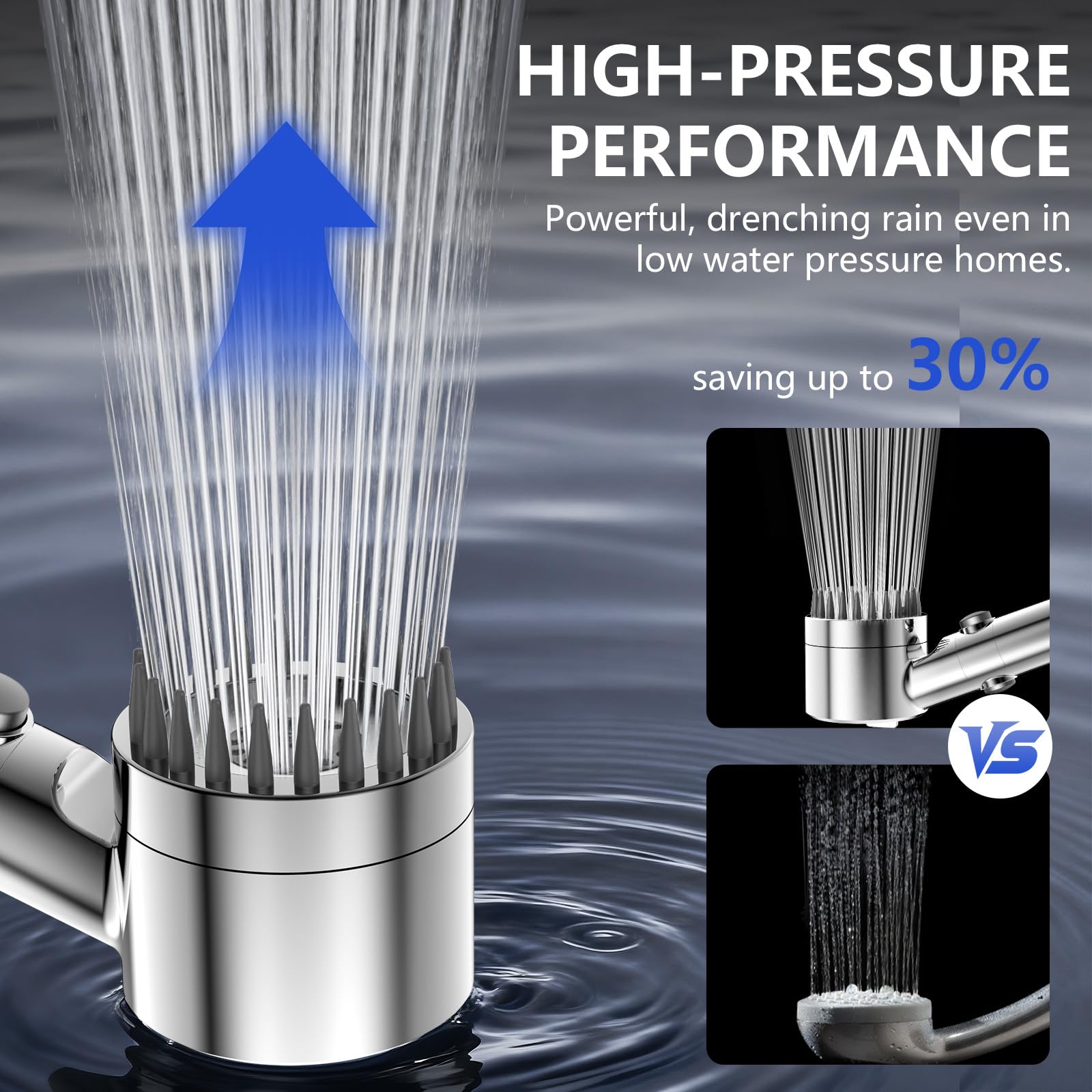 PWERAN filtered shower head handheld attachment enables flexible rinsing for baths and pets