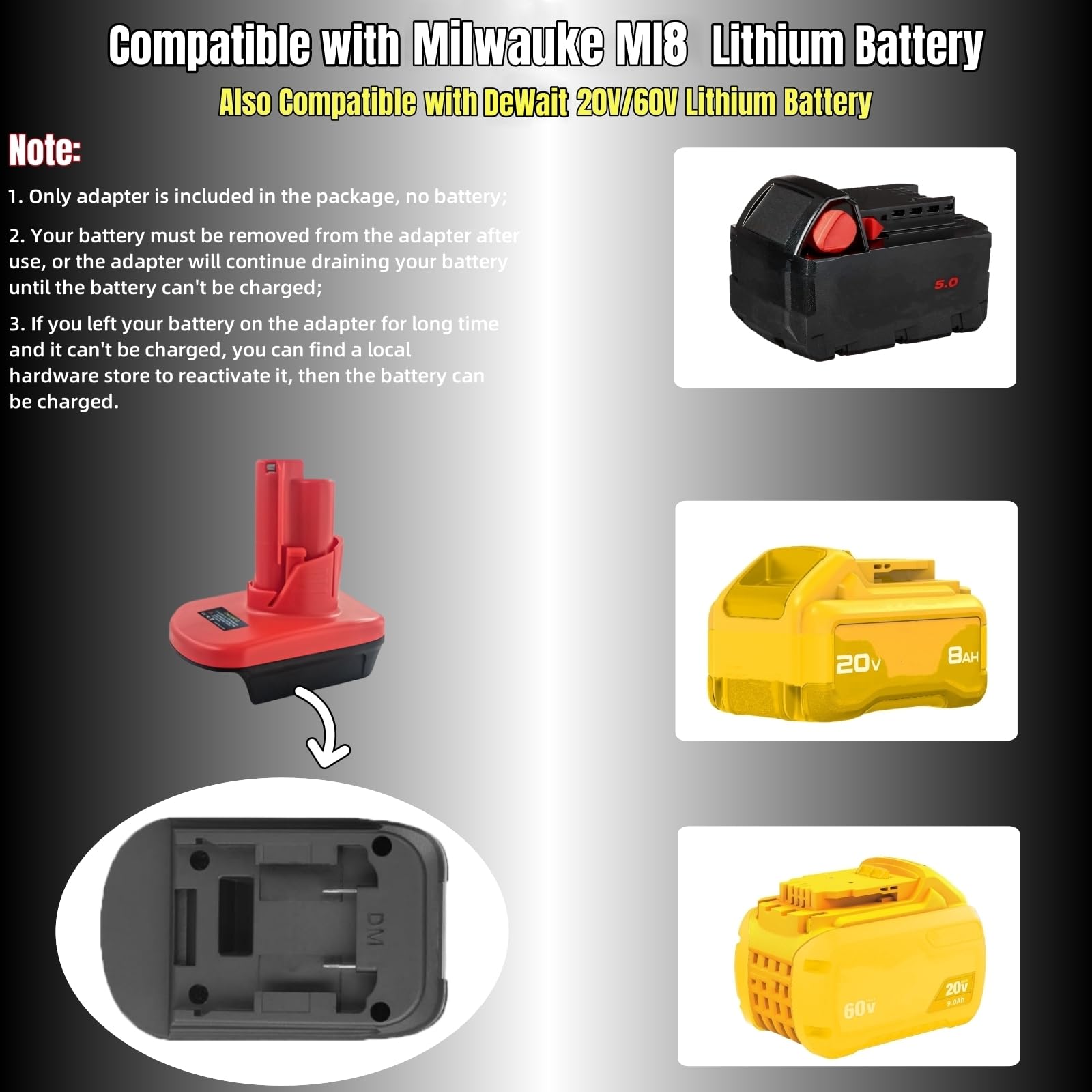 PWTLXES Milwaukee M18 to M12 adapter top view.