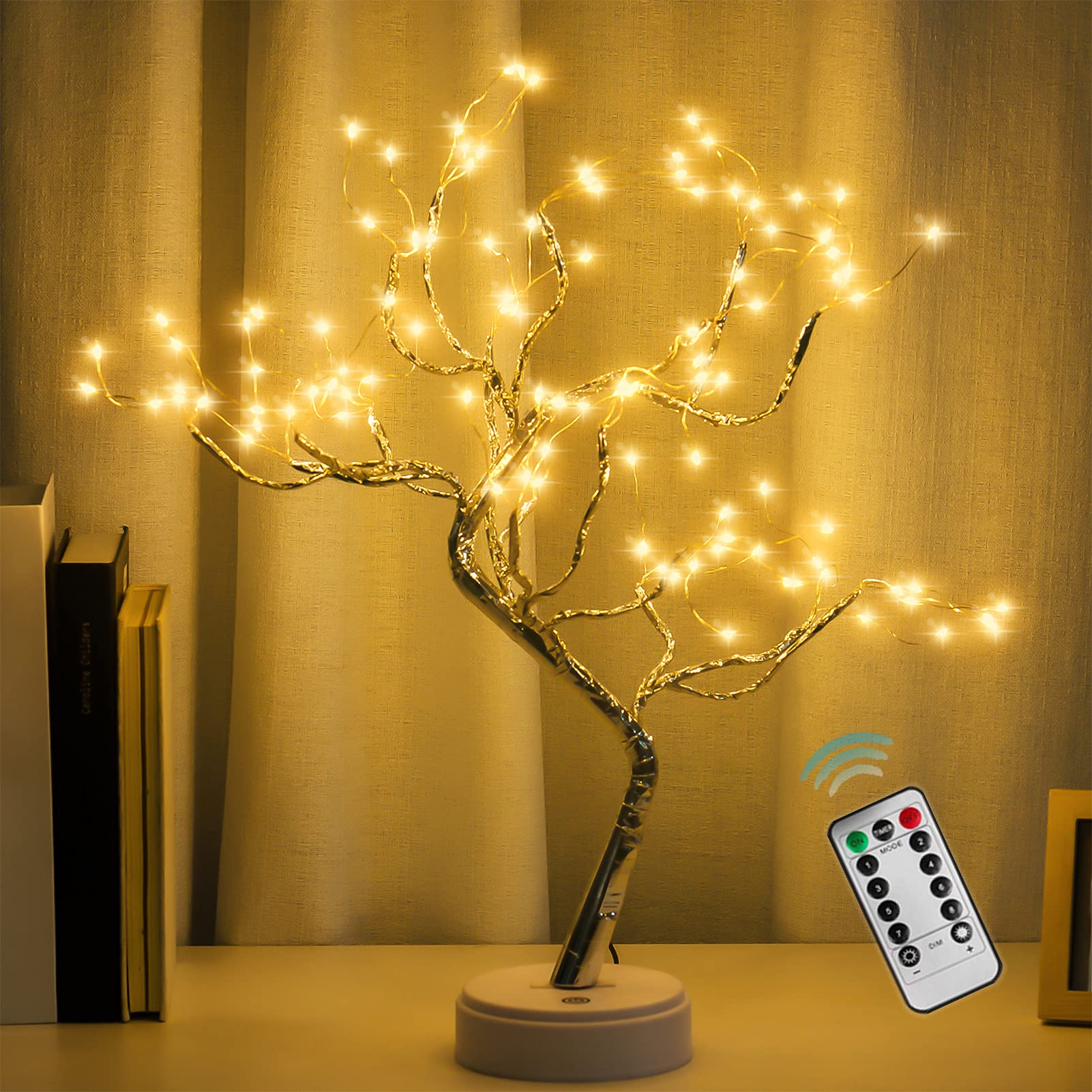 PXBNIUYA 108 LED fairy tree lamp with remote for cozy ambient lighting