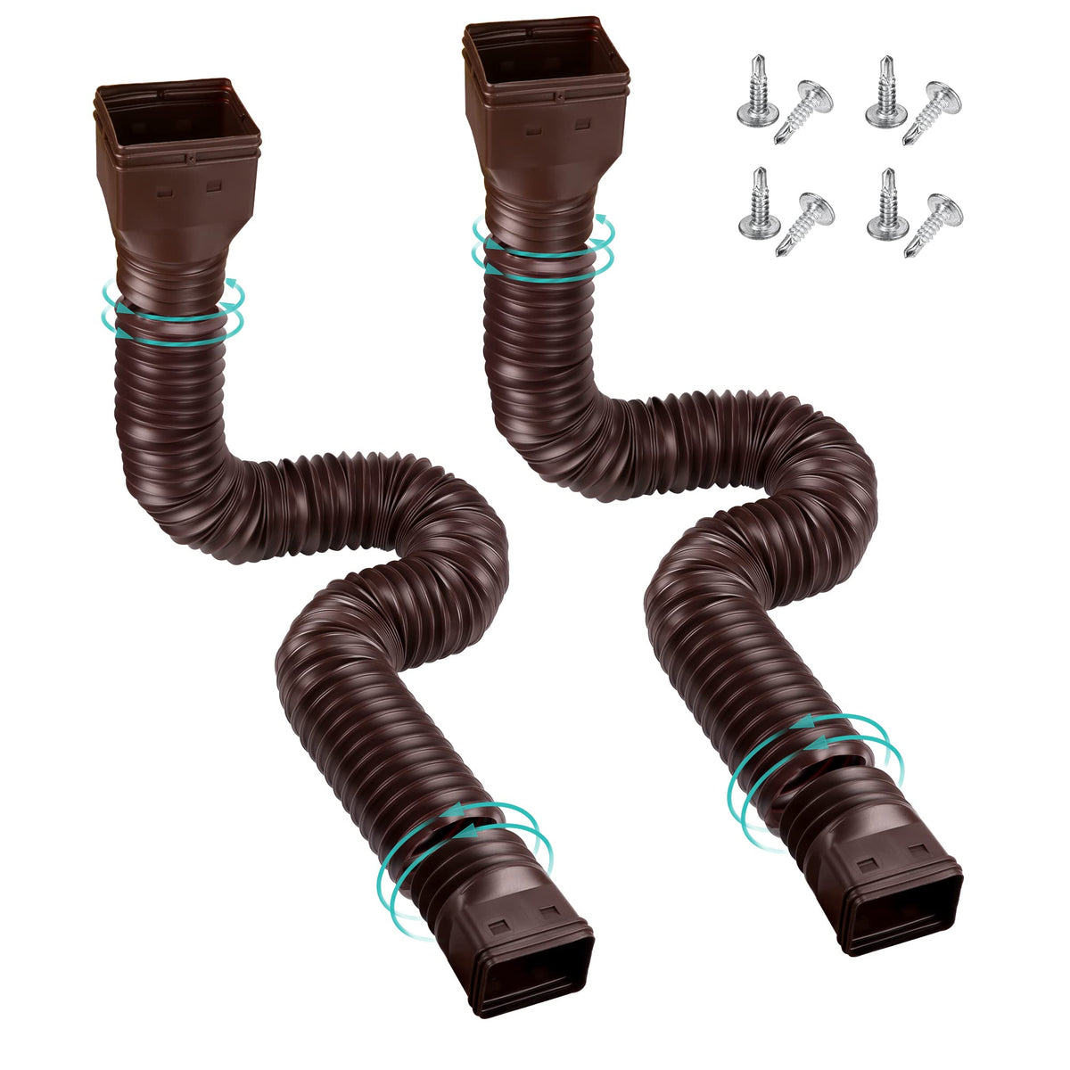 PXCAYFF downspout extension in brown, extendable 21–58 inches for versatile rain diversion.