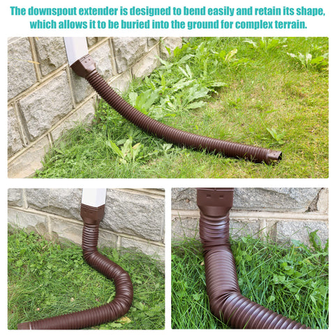 PXCAYFF downspout extension install connects to standard 2x3 and 3x4 downspouts.