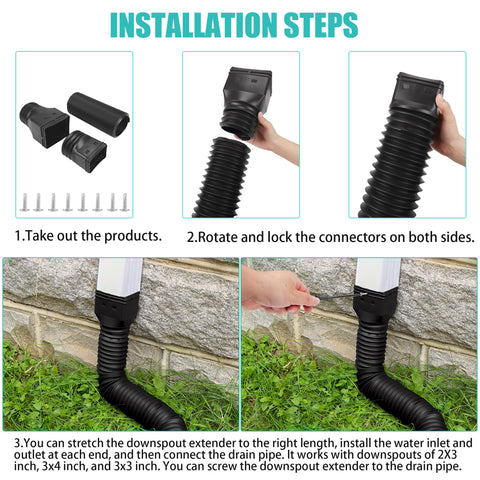 PXCAYFF compatible with 2x3 and 3x4 downspouts for simple setup