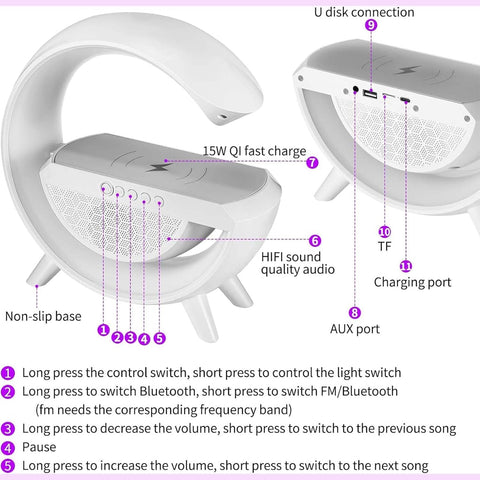 Pxujoqecg table lamp Hi-Fi speaker delivering clear sound