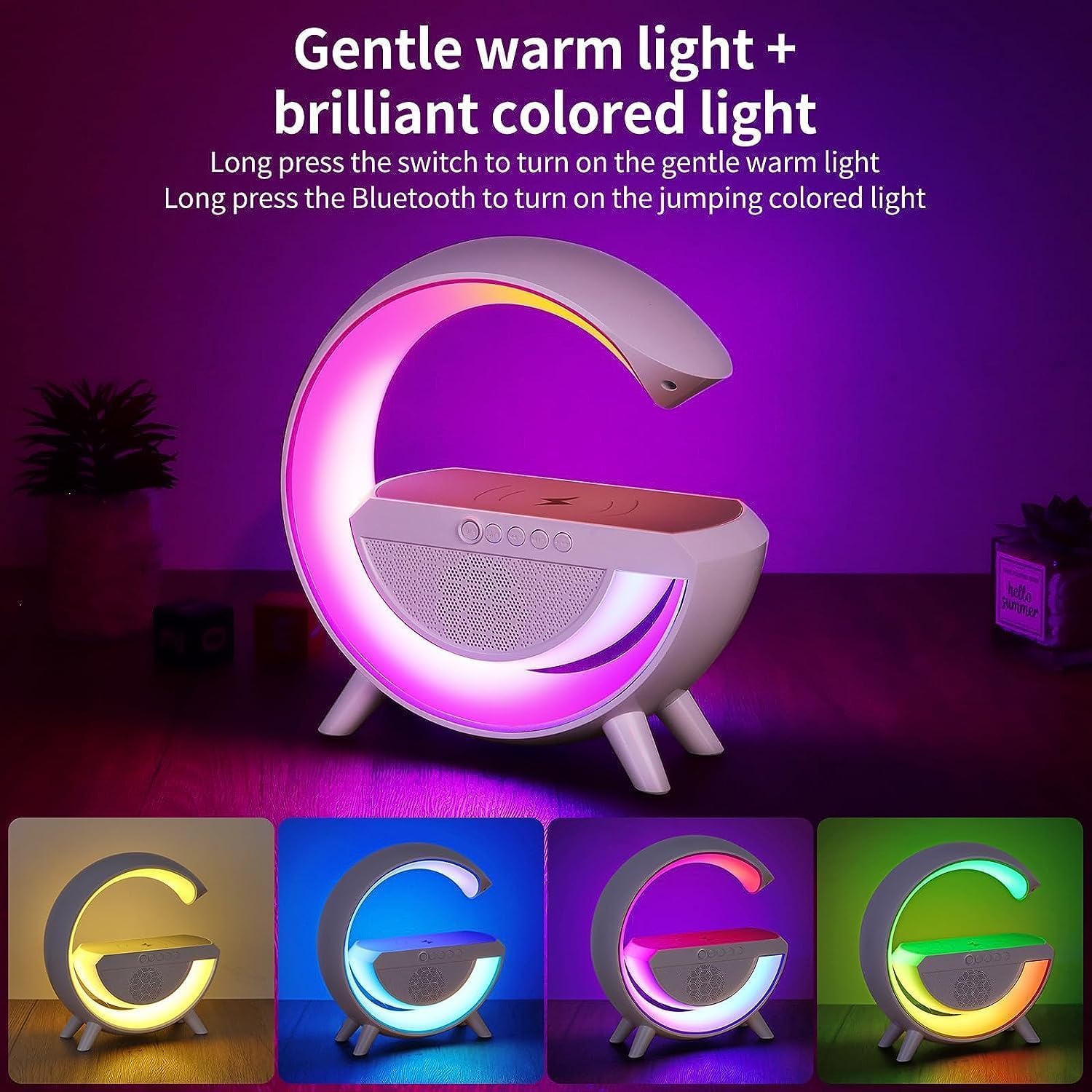Pxujoqecg table lamp showing RGB LED color options for mood