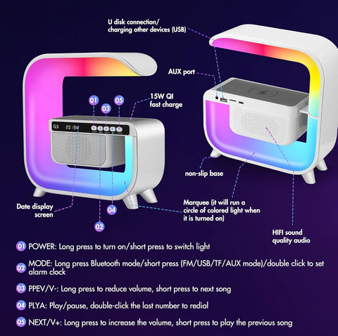 Pxujoqecg table lamp RGB running lights for parties and ambiance.